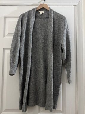H&M Long Open-Front Gray Cardigan Sweater